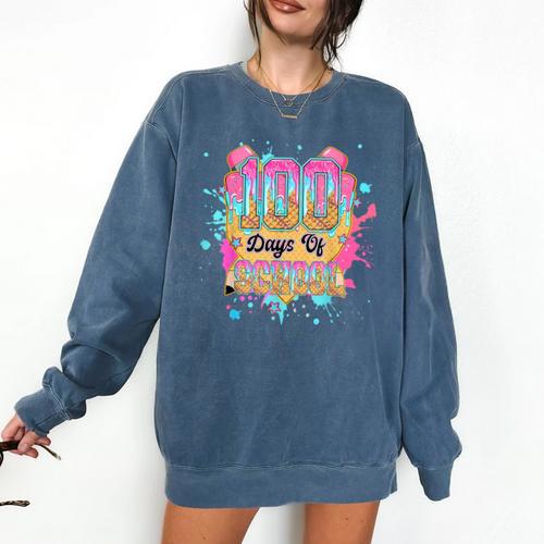 100 Days Of School Baseball Drip Boys Kids 100th Day Comfort Colors Sweatshirt - Sportilla