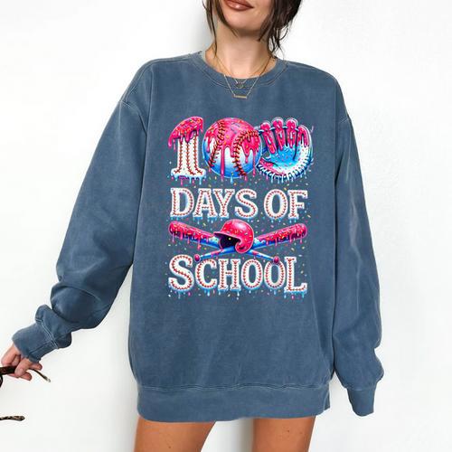 100 Days Of School Baseball Lover Donut Drip Boy Girl Comfort Colors Sweatshirt - Sportilla