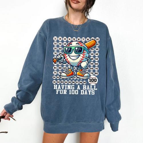 100 Days Of School Boys Baseball 100th Day Of School Kids Comfort Colors Sweatshirt - Sportilla