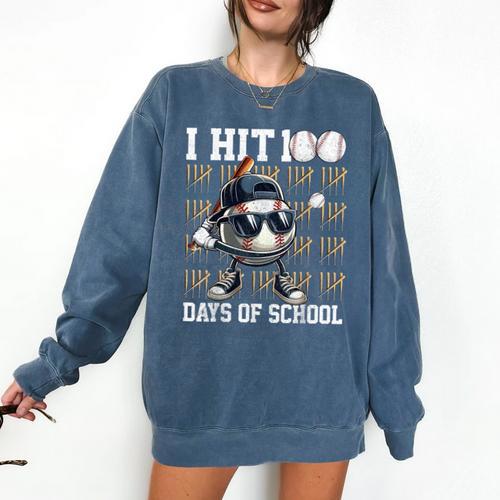 100 Days Of School Boys Kids 100th Day Balls Baseball Kids Comfort Colors Sweatshirt - Sportilla