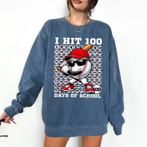 100 Days Of School Retro Baseball Sport For Boys Teachers Comfort Colors Sweatshirt - Sportilla