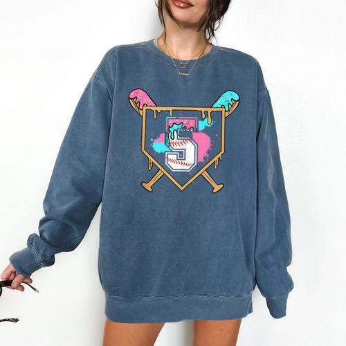 5th Fifth Birthday Baseball Bat Ice-Cream Drip 5yrs Old Boys Comfort Colors Sweatshirt - Sportilla