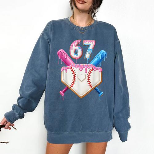 6 7 Baseball Dripping Six Seven Gen Alpha Slang Comfort Colors Sweatshirt - Sportilla