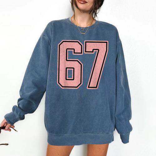 6 7 Number 67 Baseball Meme Tee For Women Comfort Colors Sweatshirt - Sportilla