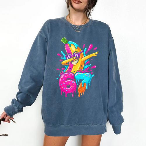 67 Baseball Dabbing Banana 6 7 Dripping Ice Cream Meme Comfort Colors Sweatshirt - Sportilla