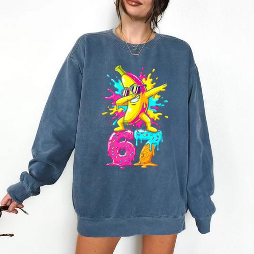 67 Baseball Ice Cream Six Seven Dabbing Banana Comfort Colors Sweatshirt - Sportilla