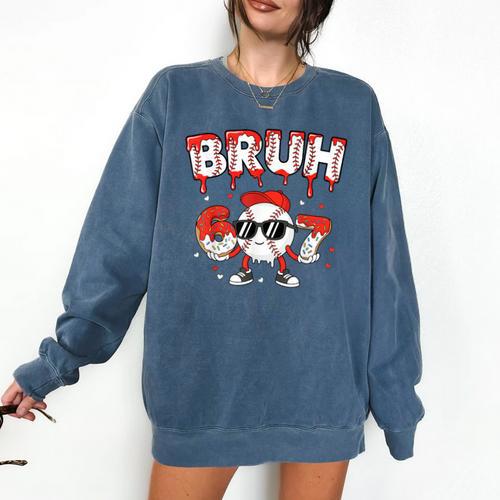 67 Bruh Valentines Baseball Boys Kids Six Seven 6 7 Comfort Colors Sweatshirt - Sportilla