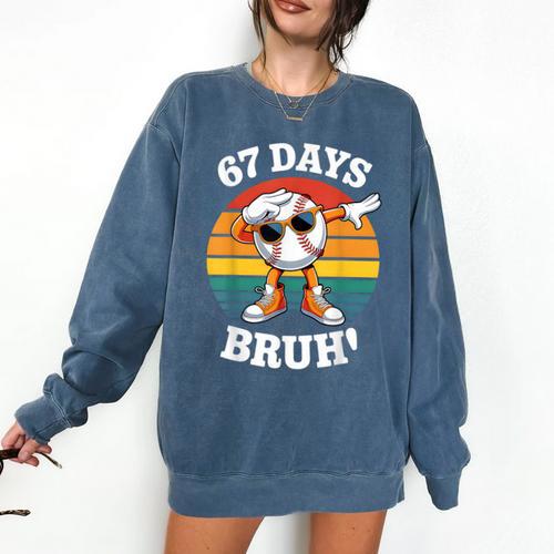 67 Days Of School Bruh Teacher Kids Dabbing Baseball Comfort Colors Sweatshirt - Sportilla