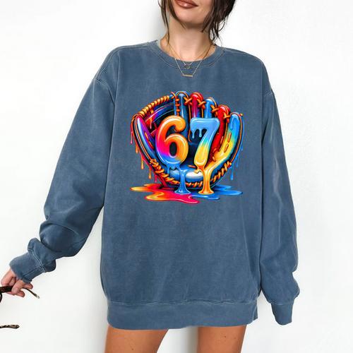 67 Drip Baseball Life Style 101 Apparel Youth Drip Kids Meme Comfort Colors Sweatshirt - Sportilla