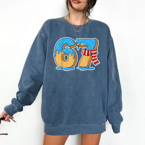 67 Ice Cream Drip Six Seven Baseball Drip 67 Boys Meme Comfort Colors Sweatshirt - Sportilla