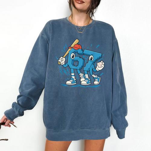 67 Six Seven 6-7 Italian Brainrot Kids Baseball Comfort Colors Sweatshirt - Sportilla