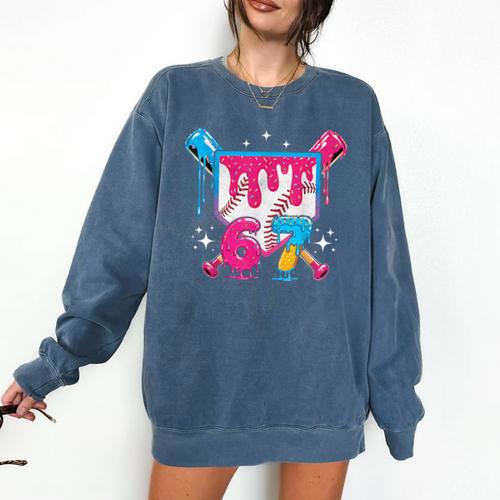 67 Six Seven Ice Cream Drip Baseball Boys Youth Comfort Colors Sweatshirt - Sportilla