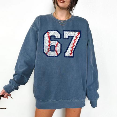 67 Sports Meme – Baseball Number 6 7 Comfort Colors Sweatshirt - Sportilla