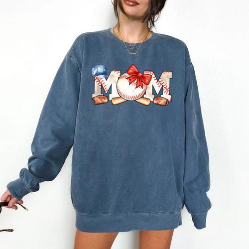 Ball Mom Bow Tie Baseball Mom Comfort Colors Sweatshirt - Sportilla