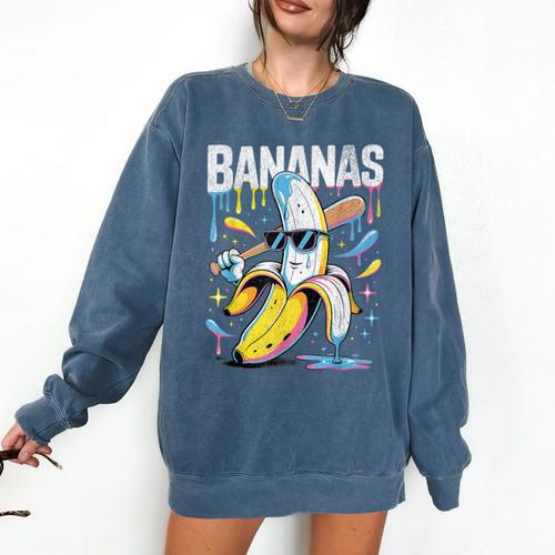 Banana Baseball Drip Kids Youth Boys Girls Sport Teens Comfort Colors Sweatshirt - Sportilla