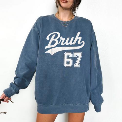 Baseball 6 7 Bruh Number 67 Six Seven Meme Boys Kids Comfort Colors Sweatshirt - Sportilla