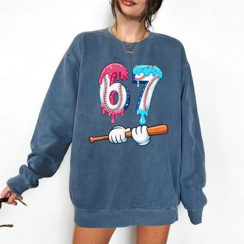 Baseball 67 Ice Cream Drip Six Seven Boys Comfort Colors Sweatshirt - Sportilla