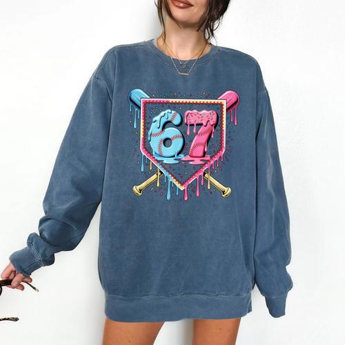 Baseball 67 Ice Cream Drip Six Seven Meme Boy Girl Kid Comfort Colors Sweatshirt - Sportilla