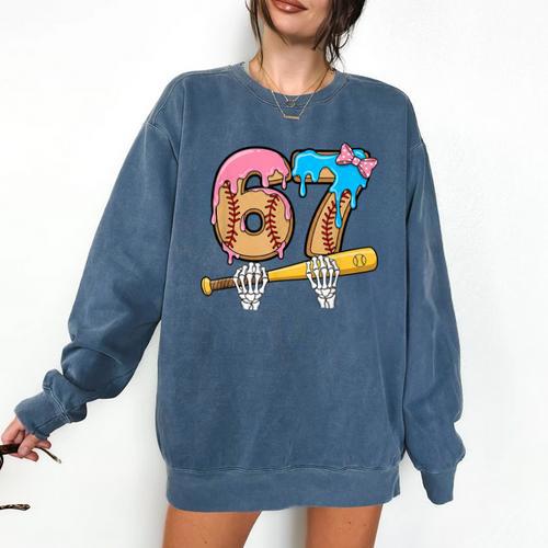 Baseball 67 Ice Cream Drip Skeleton Six Seven Boys Meme Comfort Colors Sweatshirt - Sportilla