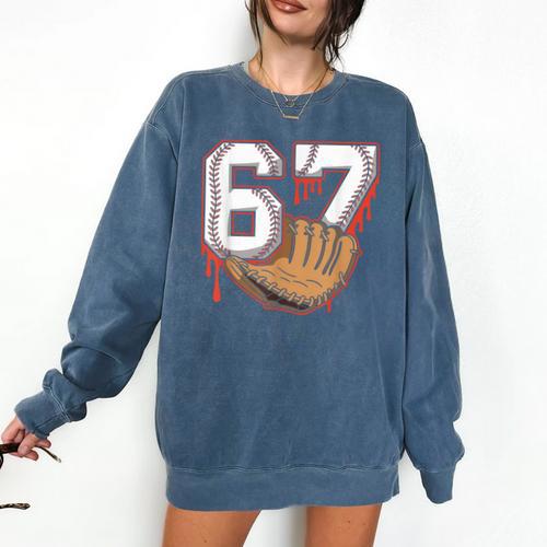 Baseball 67 Six Seven Alpha Slang 6 7 Meme Kids Teachers Boy Comfort Colors Sweatshirt - Sportilla