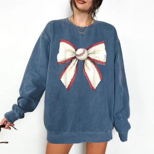 Baseball Coquette Bow Cute Baseball Game Comfort Colors Sweatshirt - Sportilla