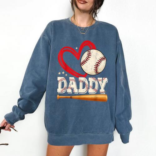 Baseball Daddy Baseball Heart Family Matching Comfort Colors Sweatshirt - Sportilla