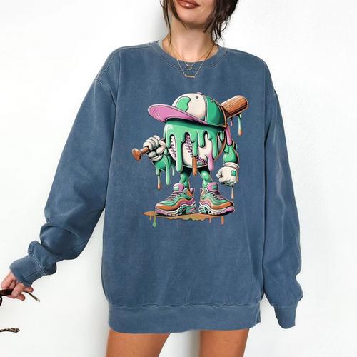 Baseball Drip For Boys Ice Cream Drip Baseball Comfort Colors Sweatshirt - Sportilla