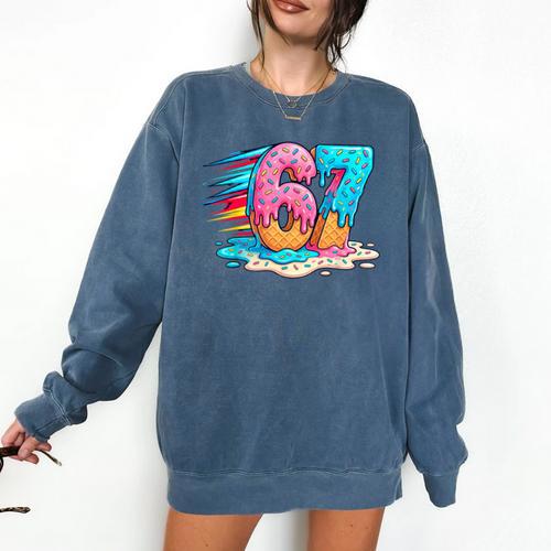 Baseball Drip Ice Cream 67 Graffiti Splash Melt Comfort Colors Sweatshirt - Sportilla