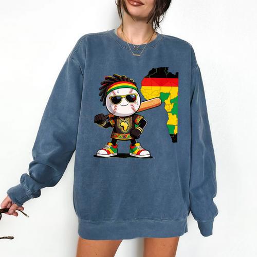 Baseball Drip Ice Cream Boys Youth Kids History Month Comfort Colors Sweatshirt - Sportilla