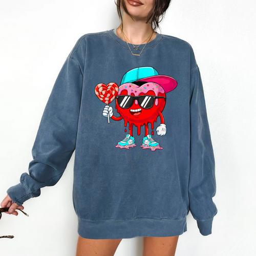Baseball Drip Ice Cream Valentines Day Baseball Sport Boys Comfort Colors Sweatshirt - Sportilla