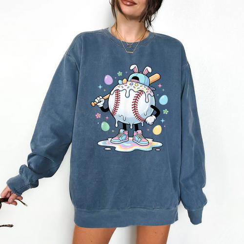 Baseball Drip Icecream Apparel Youth Boy Easter Comfort Colors Sweatshirt - Sportilla