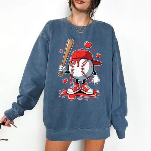 Baseball Drip Icecream Apparel Youth Boy Valentine Comfort Colors Sweatshirt - Sportilla