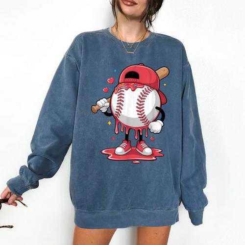 Baseball Drip Icecream Boy Kids Valentine Comfort Colors Sweatshirt - Sportilla