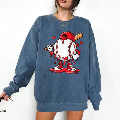 Baseball Drip Icecream Men Boy Valentine Comfort Colors Sweatshirt - Sportilla
