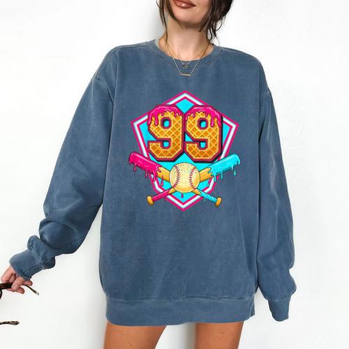 Baseball Drip Jersey Number 99 For Players & 99th Birthday Comfort Colors Sweatshirt - Sportilla