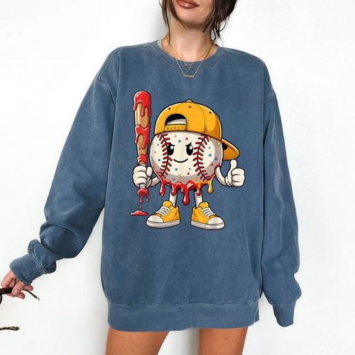 Baseball Drip Baseball Life Style 101 Apparel Youth Comfort Colors Sweatshirt - Sportilla