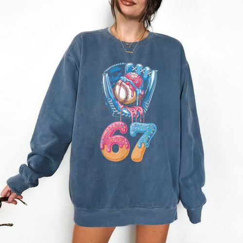 Baseball Drip Number 67 Player 67th Birthday Ice Cream 67 Comfort Colors Sweatshirt - Sportilla