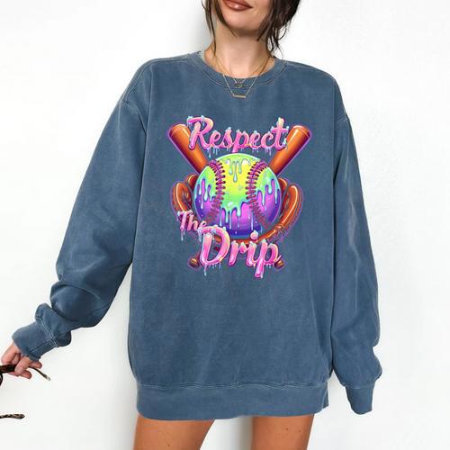 Baseball Drip Respect The Drip Purple Ice Cream Sprinkles Comfort Colors Sweatshirt - Sportilla