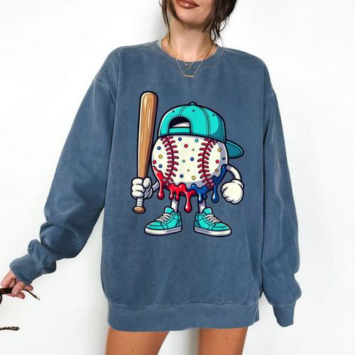 Baseball Drippy Style Apparel For Boys Youth Drip Baseball Comfort Colors Sweatshirt - Sportilla