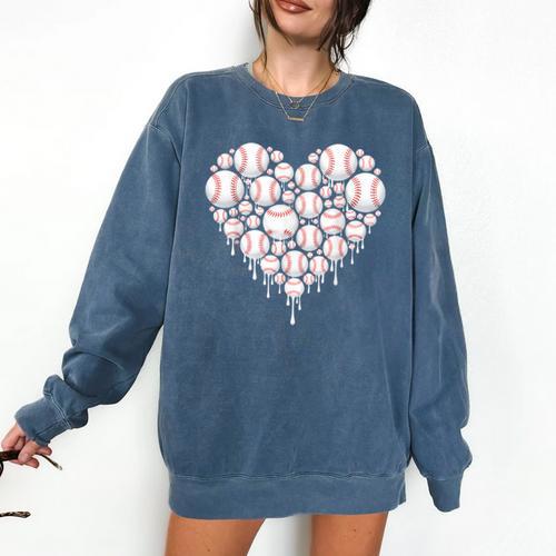 Baseball Heart Drip Valentine's Day Baseball Lover Boys Men Comfort Colors Sweatshirt - Sportilla