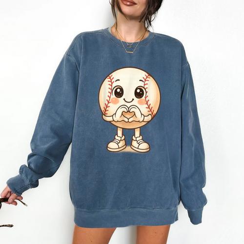 Baseball With Heart Hands Love Cute Baseball Comfort Colors Sweatshirt - Sportilla