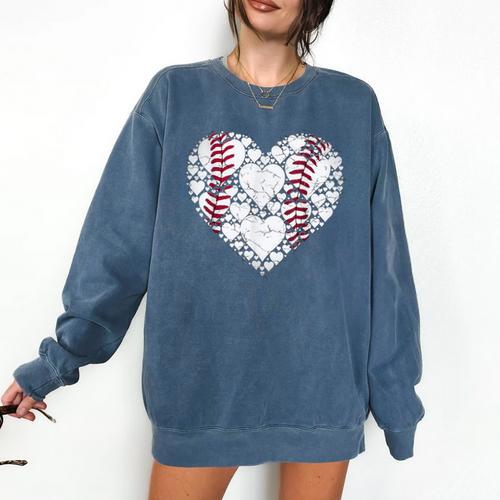 Baseball Heart Love Game Sports Fan Game Day Comfort Colors Sweatshirt - Sportilla