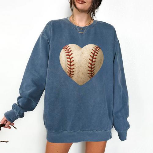 Baseball Heart Shape Valentines Day Love Boys Kids Men Comfort Colors Sweatshirt - Sportilla