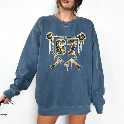 Baseball Ice Cream Drip 67 Camo Six Seven Meme Comfort Colors Sweatshirt - Sportilla