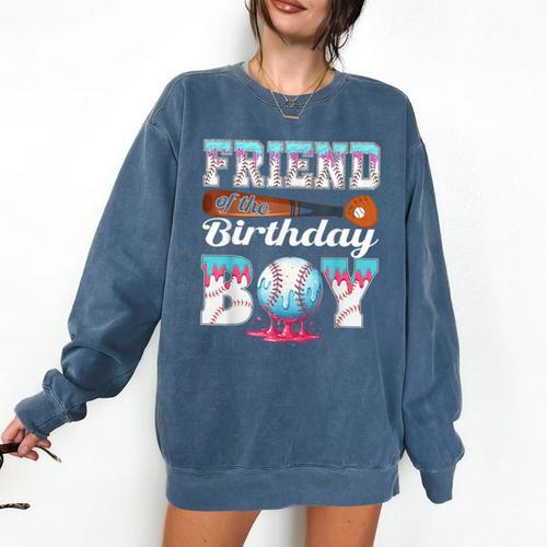 Baseball Ice Cream Drip Friend Of The Birthday Boy Comfort Colors Sweatshirt - Sportilla