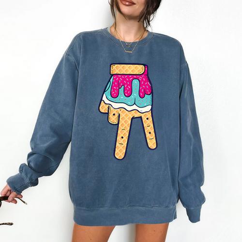 Baseball Ice Cream Drip Home Plate Glove Respect Drip 2 Side Comfort Colors Sweatshirt - Sportilla