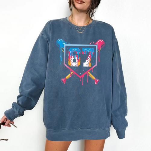 Baseball Ice Cream Drip Number 67 Player 67th Birthday 6 7 Comfort Colors Sweatshirt - Sportilla