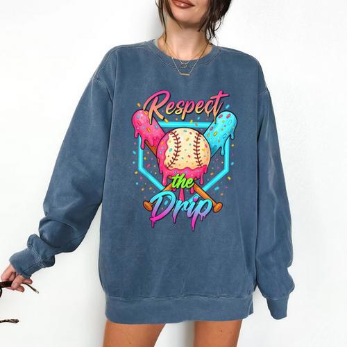 Baseball Ice Cream Drip Number 67 Player 67 Respect The Drip Comfort Colors Sweatshirt - Sportilla