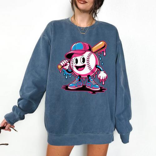 Baseball Ice Cream Shirt Cool Baseball Drip For Boys Comfort Colors Sweatshirt - Sportilla