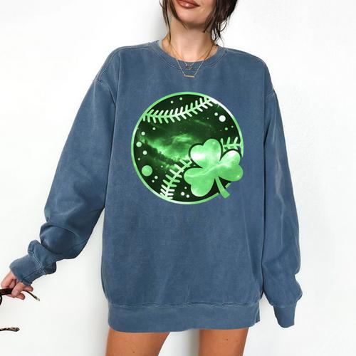 Baseball Irish Shamrock Lucky Clover St Patricks Day Boys Comfort Colors Sweatshirt - Sportilla